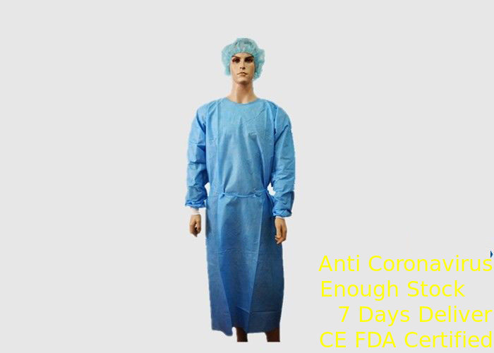 Vestidos cirúrgicos estéreis respiráveis, vestido azul do teatro de operação descartável fornecedor